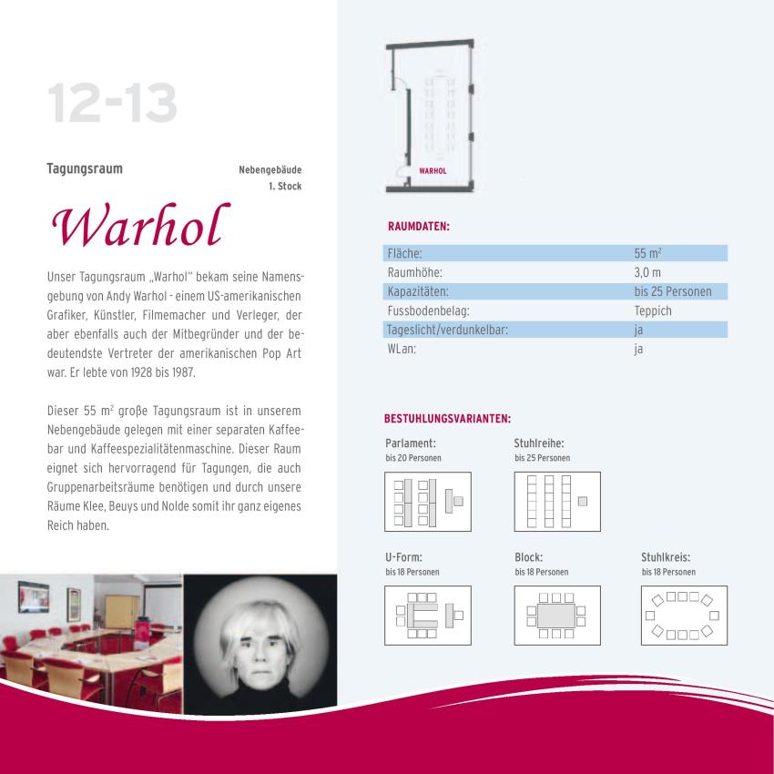 Informationsblatt Tagungsraum Warhol
